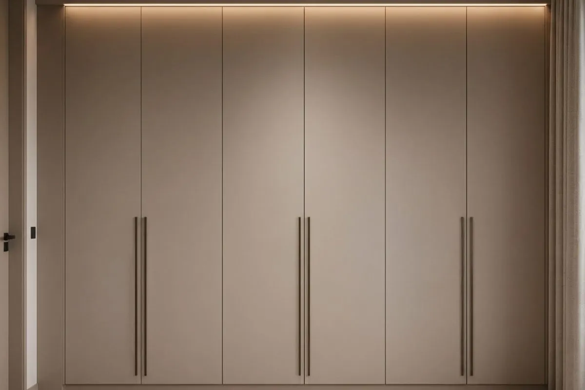 Placard a medida con frentes de madera de piso a techo